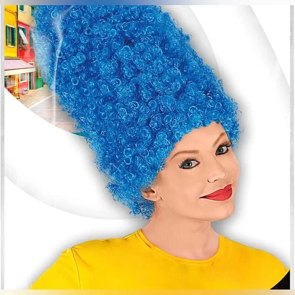 - BLUE MARGE SIMPSON CURLY TALL WIG FOR HALLOWEEN COSTUME PARTY *NEW*